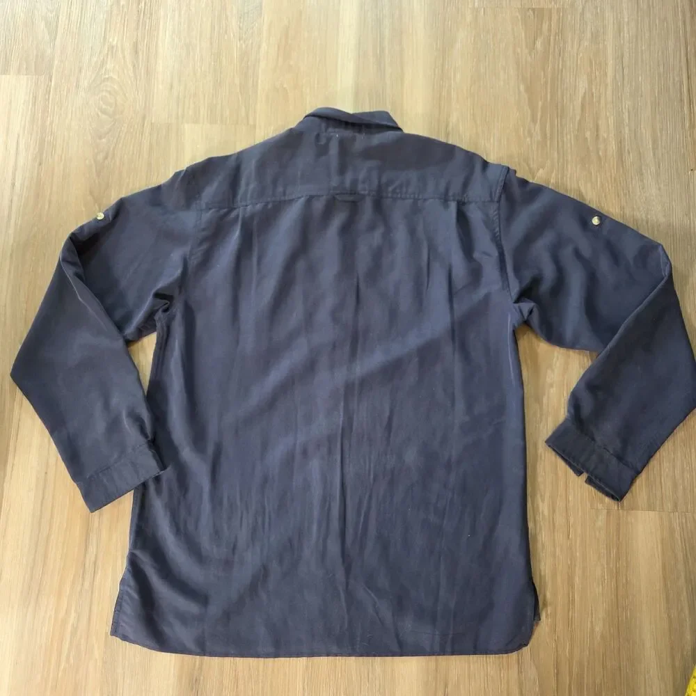 The North Face Shirt Men's Large Blue Roll Tab Modal Blend Button Down